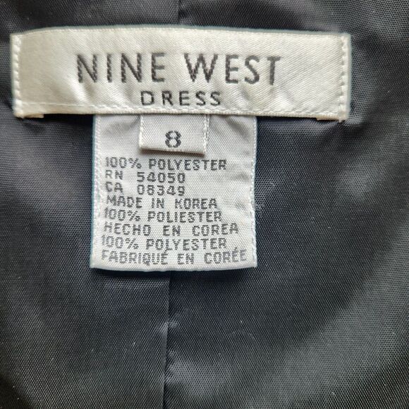 Nine West Black Dress Long Sleeve Tie Cuffs Career Cocktail Party Size 8 - Picture 2 of 6